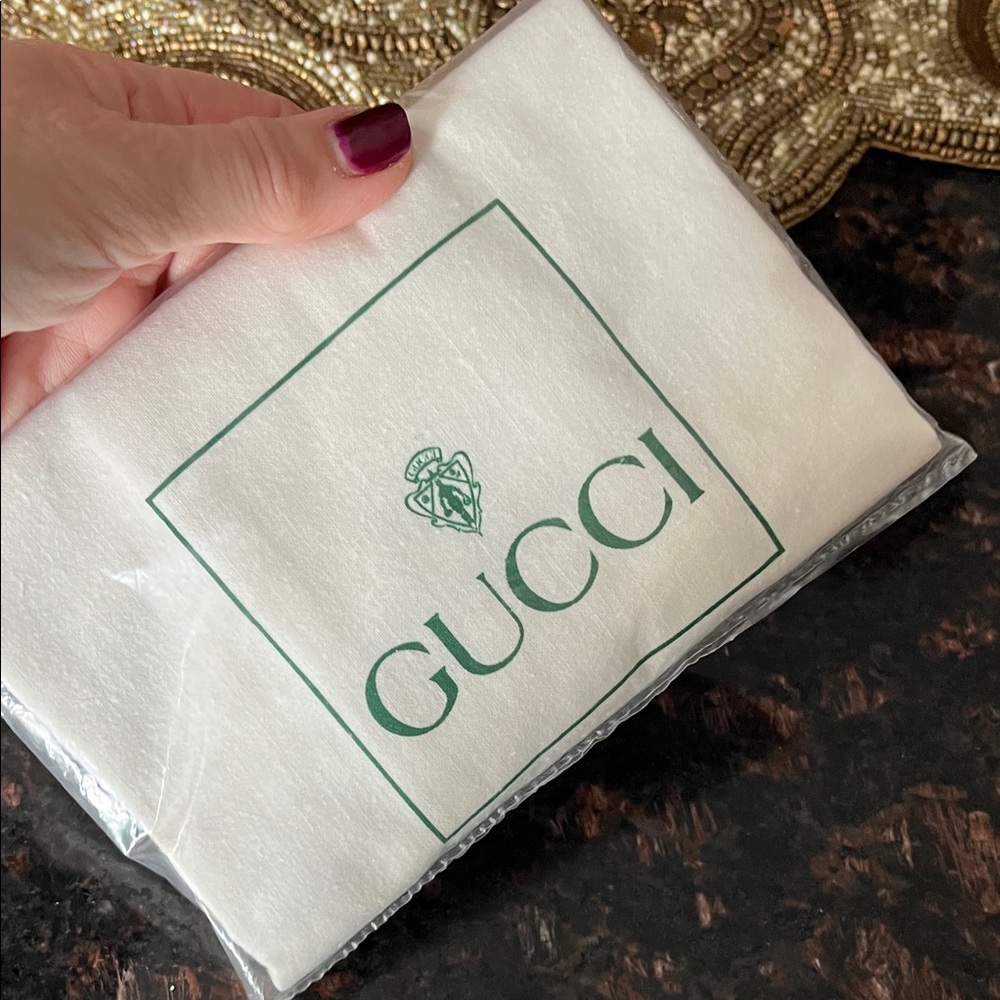 Gucci Vintage White Authentic Dust Bag with Green Logo & Drawstring - Picture 3 of 5